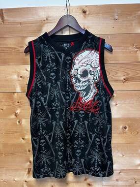 Vintage Y2K So Cal Embroidered Skeleton Jersey Goth Punk Skater Grunge Med 0448